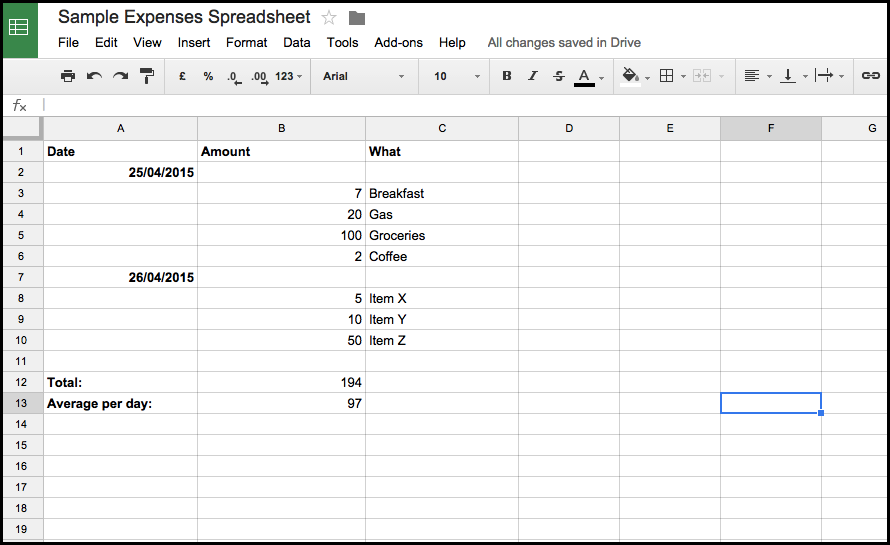 expense tracker spreadsheet