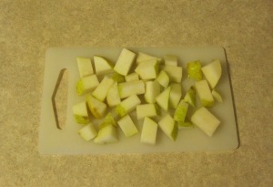 Pear cut up into chunks