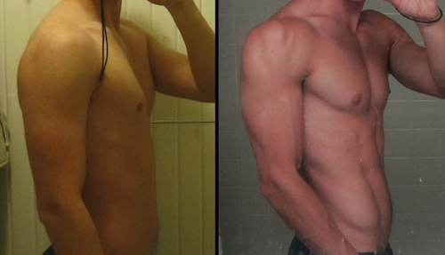Before and after lifting weights transformation picture