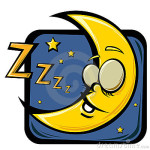 Cartoon image of the moon sleeping