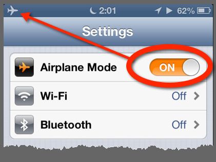 iPhone on airplane mode