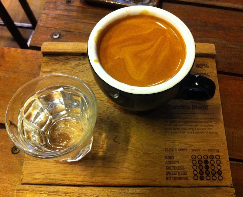 A long black from Ristretto in Chiang Mai, Thailand