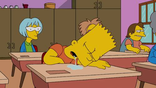 Bart Simpson sleeping in class