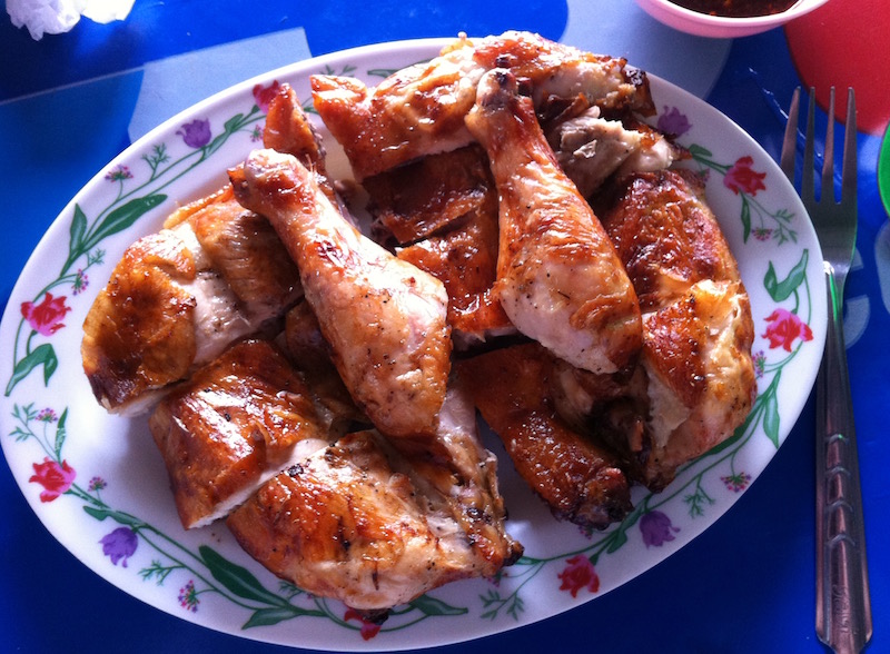 A whole roast chicken in Chiang Mai, Thailand