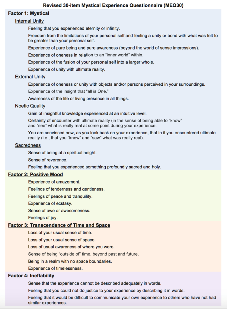 Mystical Experience Meaningful, Measurable, Life Changing